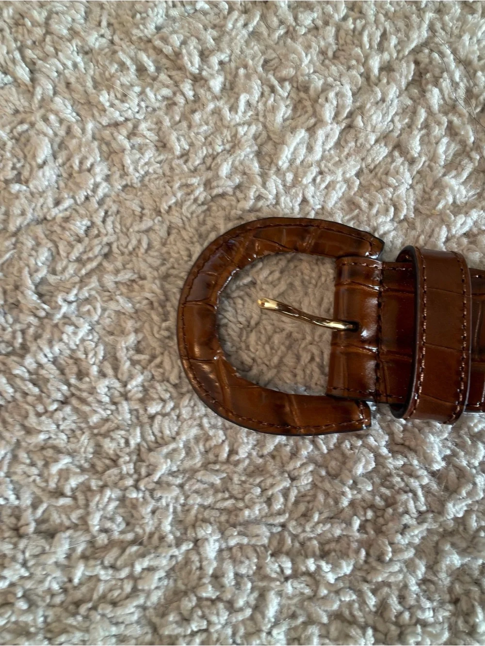 Ralph Lauren Women’s Canvas Belt with Brown Leather Trim - Cream